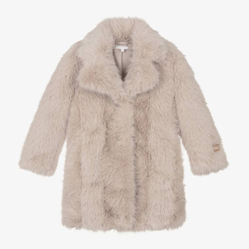 Chloé-معطف فرو صناعي لون بيج للبنات | Childrensalon Outlet
