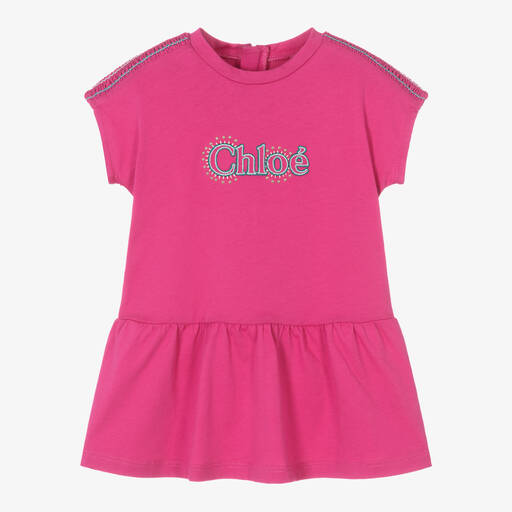 Chloé-Girls Magenta Pink Cotton Dress | Childrensalon Outlet