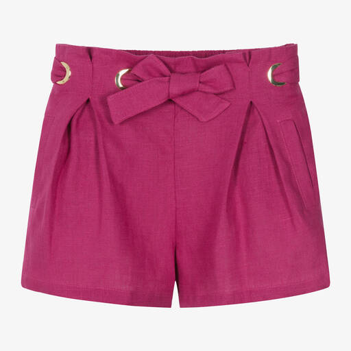 Chloé-Girls Magenta Pink Linen Shorts | Childrensalon Outlet