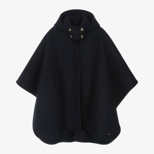 Chloé-Girls Midnight Wool Hooded Cloak | Childrensalon Outlet