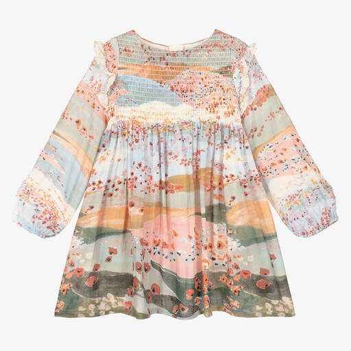 Chloé-Robe laine multicolore coquelicots | Childrensalon Outlet