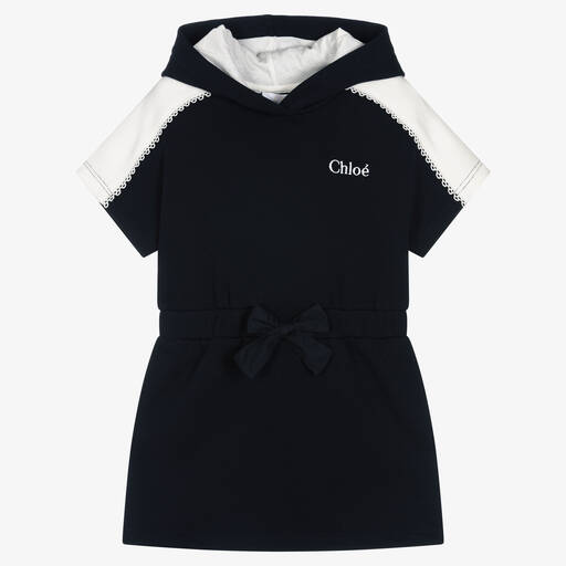 Chloé-Navyblaues Kapuzenkleid (M) | Childrensalon Outlet