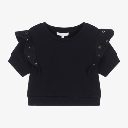 Chloé-Girls Navy Blue Organic Cotton Sweatshirt | Childrensalon Outlet