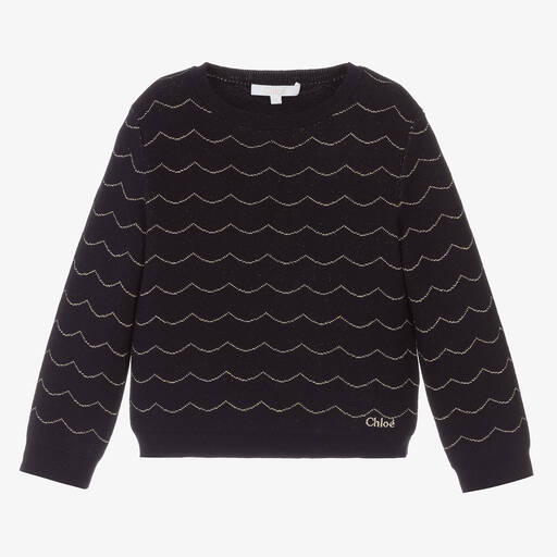 Chloé-Girls Navy Blue Sweater | Childrensalon Outlet