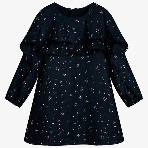 Chloé-Girls Navy Blue Viscose Dress | Childrensalon Outlet