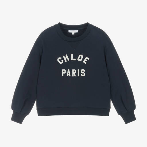 Chloé-Girls Navy Organic Cotton Pullover | Childrensalon Outlet