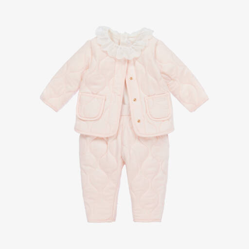 Chloé-Girls Organic Quilted Pink Outfit | Childrensalon Outlet