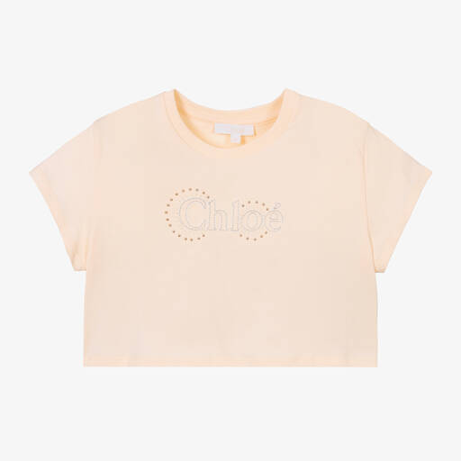 Chloé-Розовая хлопковая футболка с вышивкой для девочек | Childrensalon Outlet