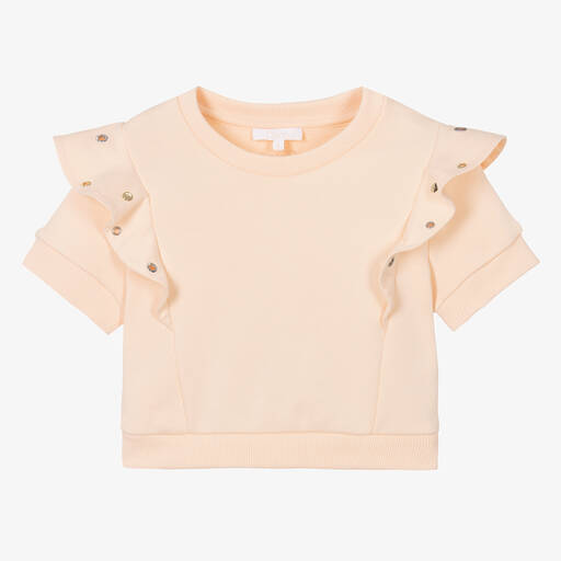 Chloé-Розовый свитшот с рюшами с перфорацией для девочек | Childrensalon Outlet