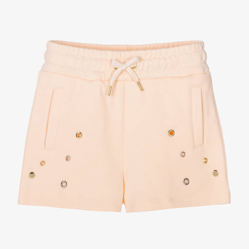 Chloé-Girls Pale Pink Organic Cotton Shorts | Childrensalon Outlet