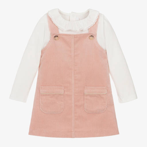 Chloé-Girls Pink Corduroy Dress & Top Set | Childrensalon Outlet