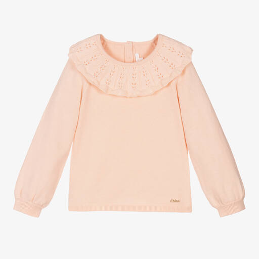 Chloé-Girls Pink Cotton Knit Sweater | Childrensalon Outlet