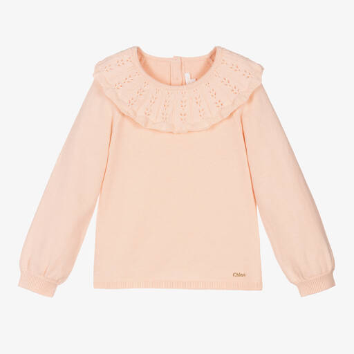 Chloé-Розовый вязаный свитер из хлопка для девочек | Childrensalon Outlet