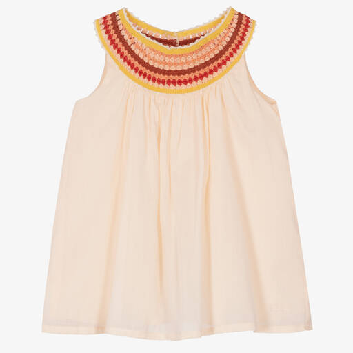 Chloé-Girls Pink Cotton Macramé Dress | Childrensalon Outlet