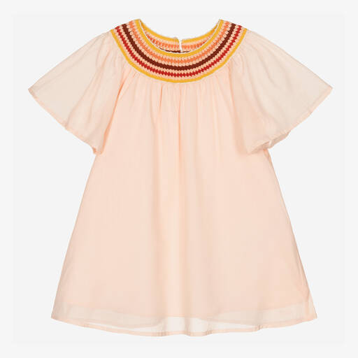 Chloé-Розовое хлопковое платье с макраме | Childrensalon Outlet