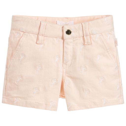 Chloé-Girls Pink Cotton Shorts | Childrensalon Outlet