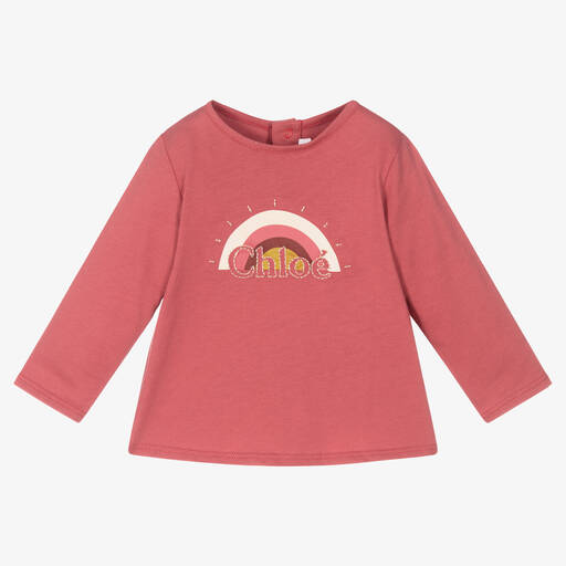 Chloé-Girls Pink Cotton T-Shirt | Childrensalon Outlet