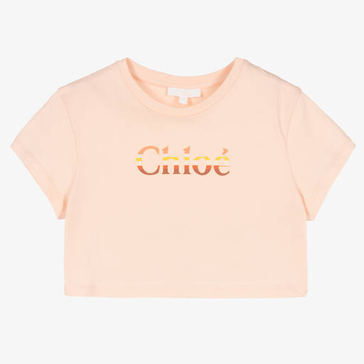 Chloé-Розовая укороченная футболка из хлопка | Childrensalon Outlet
