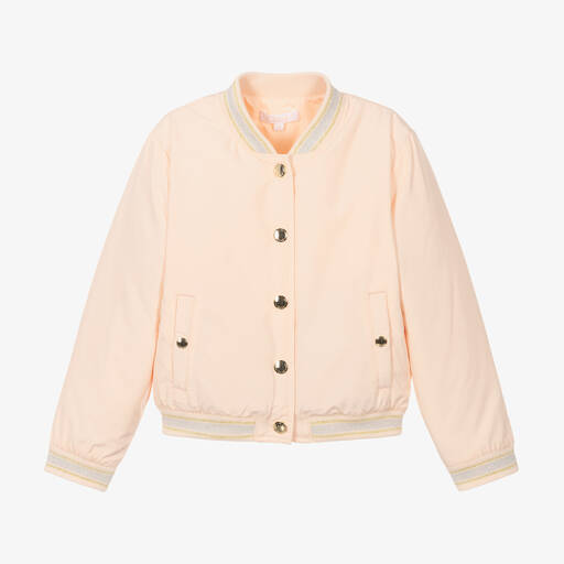 Chloé-Girls Pink Embroidered Bomber Jacket | Childrensalon Outlet