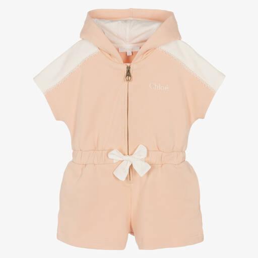 Chloé-بلاي سوت هودي قطن عضوي لون زهري للبنات | Childrensalon Outlet