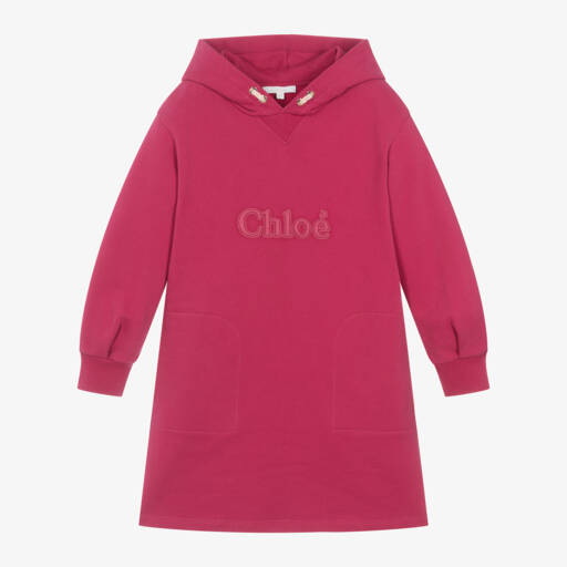 Chloé-Girls Pink Hooded Dress | Childrensalon Outlet