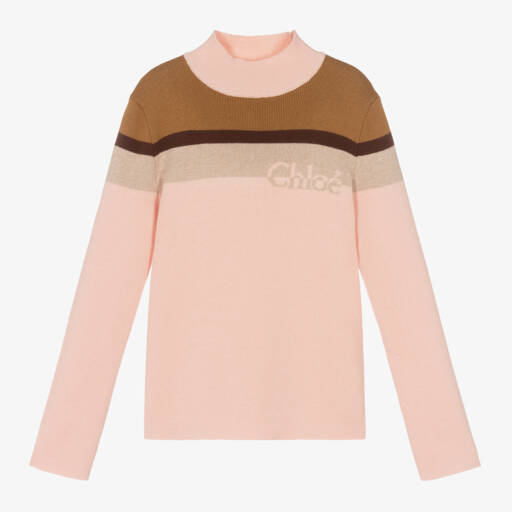Chloé-Girls Pink Knit Pullover | Childrensalon Outlet