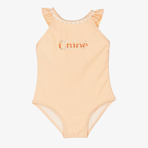 Chloé-Girls Pink Logo Swimsuit | Childrensalon Outlet