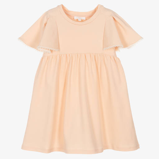 Chloé-Розовое платье с рюшами на рукавах | Childrensalon Outlet