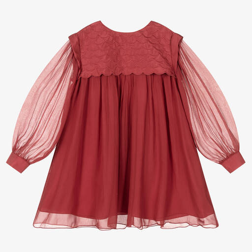 Chloé-Girls Pink Silk Chiffon Dress | Childrensalon Outlet