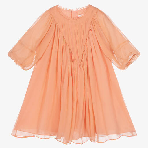 Chloé-Girls Pink Silk Chiffon Dress | Childrensalon Outlet