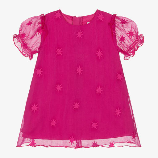 Chloé-Girls Pink Silk Star Dress | Childrensalon Outlet