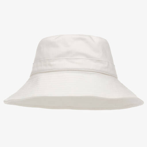 Chloé-Girls White Cotton Sun Hat | Childrensalon Outlet