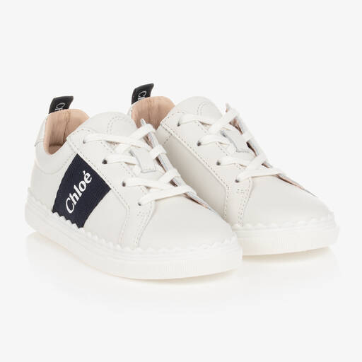 Chloé-Girls White Leather Trainers | Childrensalon Outlet