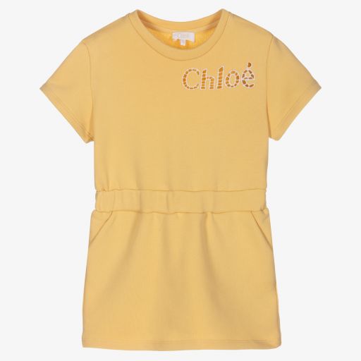 Chloé-Gelbes Sweatshirtkleid für Mädchen | Childrensalon Outlet