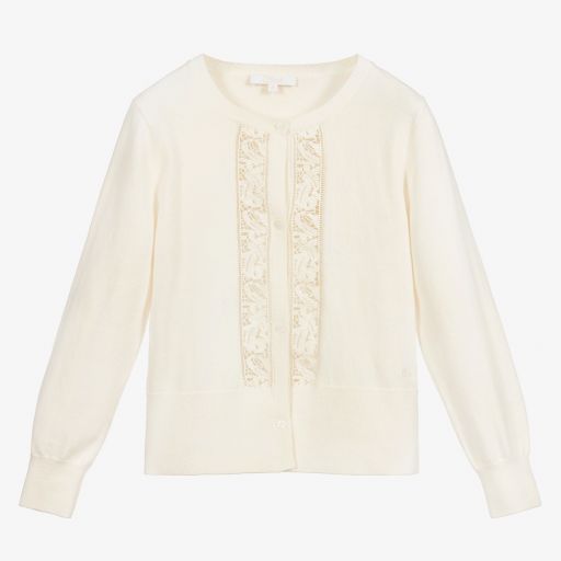 Chloé-Ivory Guipure Lace Cardigan | Childrensalon Outlet