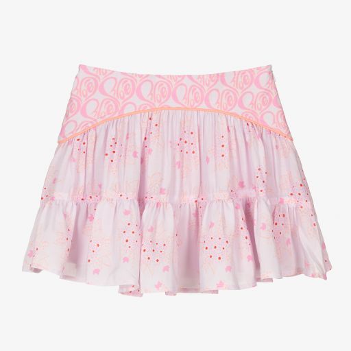 Chloé-Розовая юбка с сердечками и цветами | Childrensalon Outlet