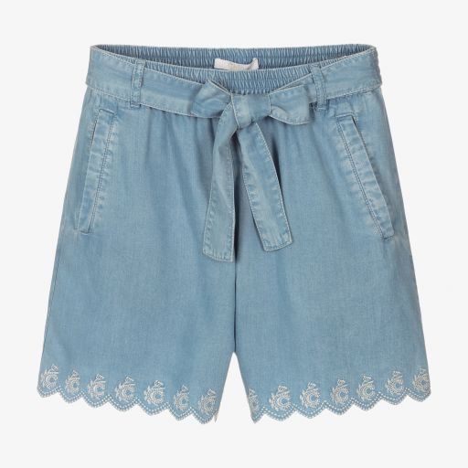 Chloé-Teen Blue Chambray Shorts | Childrensalon Outlet