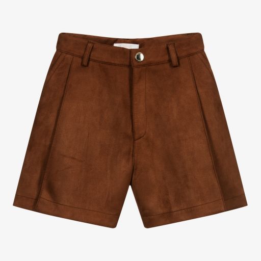 Chloé-Teen Brown Faux Suede Shorts  | Childrensalon Outlet