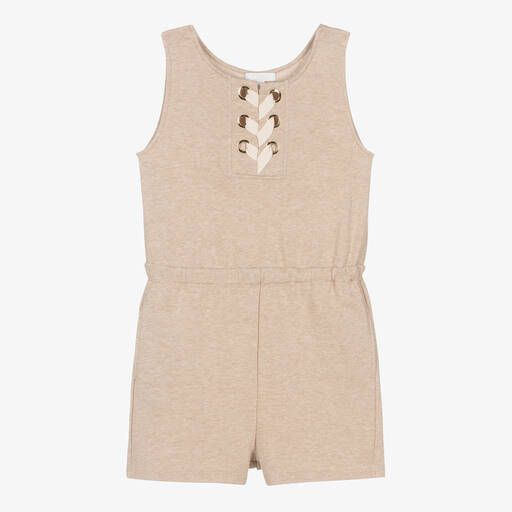 Chloé-Teen Girls Beige Cotton Ribbon Playsuit | Childrensalon Outlet