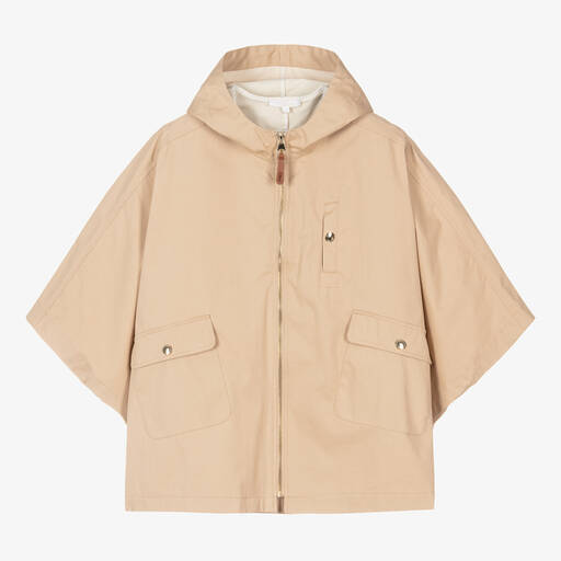 Chloé-Teen Girls Beige Cotton Twill Zip-Up Cape | Childrensalon Outlet