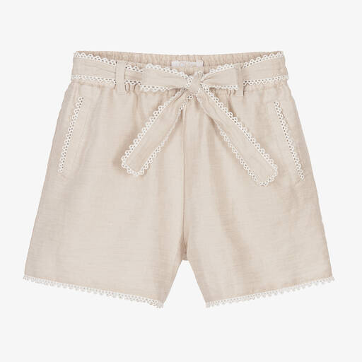 Chloé-Teen Girls Beige Linen Shorts | Childrensalon Outlet