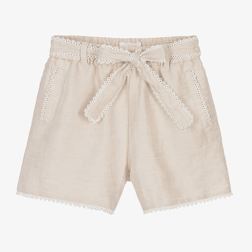 Chloé-Бежевые льняные шорты | Childrensalon Outlet