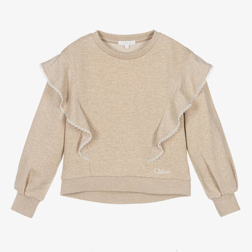 Chloé-Teen Girls Beige Ruffled Sweatshirt | Childrensalon Outlet
