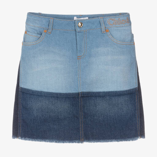 Chloé-Синяя джинсовая юбка с цветовыми блоками | Childrensalon Outlet
