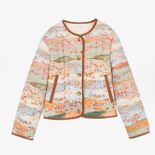 Chloé-Veste bleue en laine à coquelicots | Childrensalon Outlet