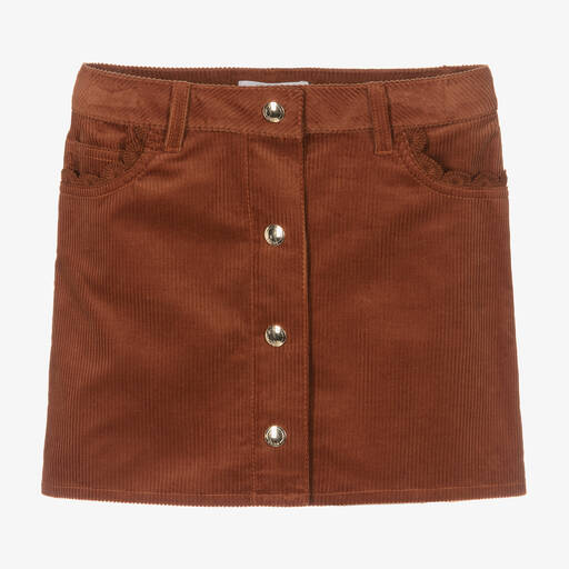 Chloé-Teen Girls Brown Cotton Corduroy Skirt | Childrensalon Outlet
