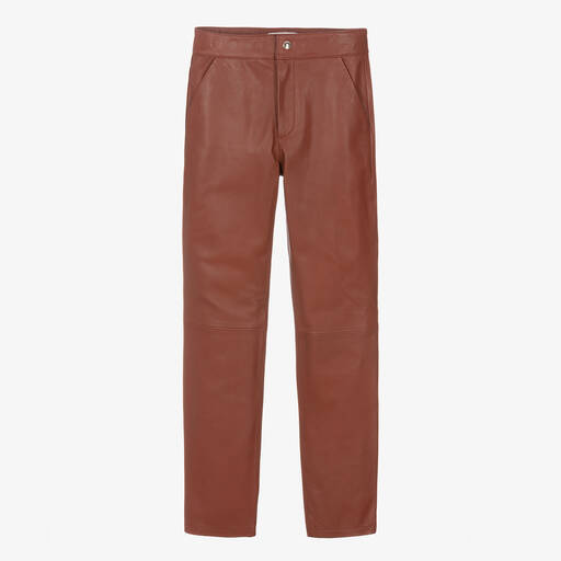 Chloé-Pantalon marron en cuir ado fille | Childrensalon Outlet