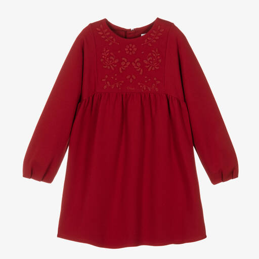 Chloé-Teen Girls Dark Red Embroidered Dress | Childrensalon Outlet