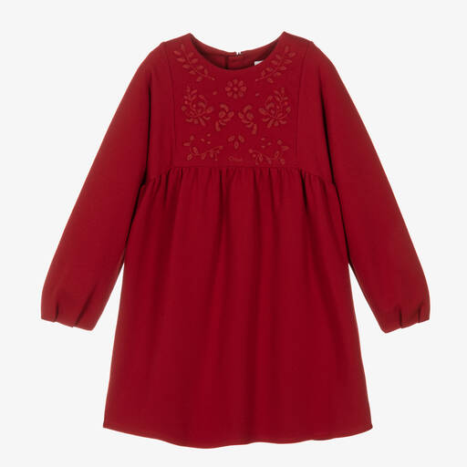 Chloé-Robe rouge foncé brodée Ado fille | Childrensalon Outlet