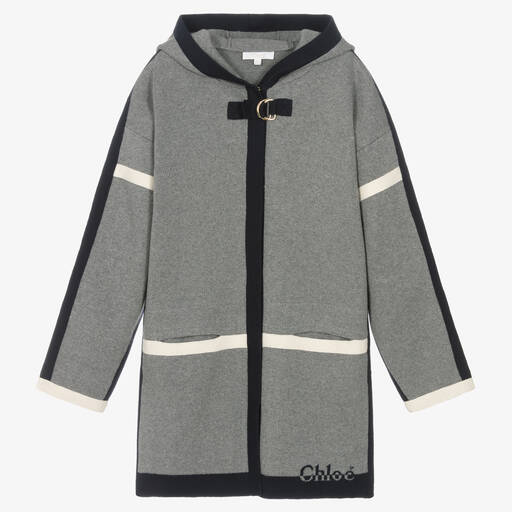 Chloé-Серое пальто из хлопка и шерсти | Childrensalon Outlet